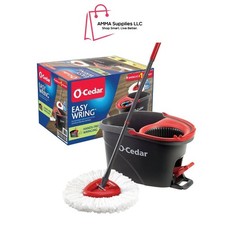 O-Cedar Easy Wring Microfiber Spin Mop, Bucket Floor Cleaning System, Red, Gray