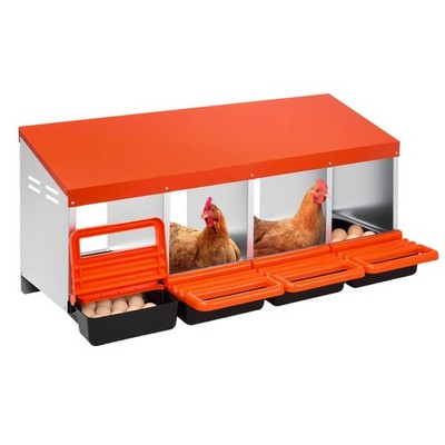 VEVOR Chicken Nesting Boxes 4 Compartments Metal Egg Laying Box Collection Lids