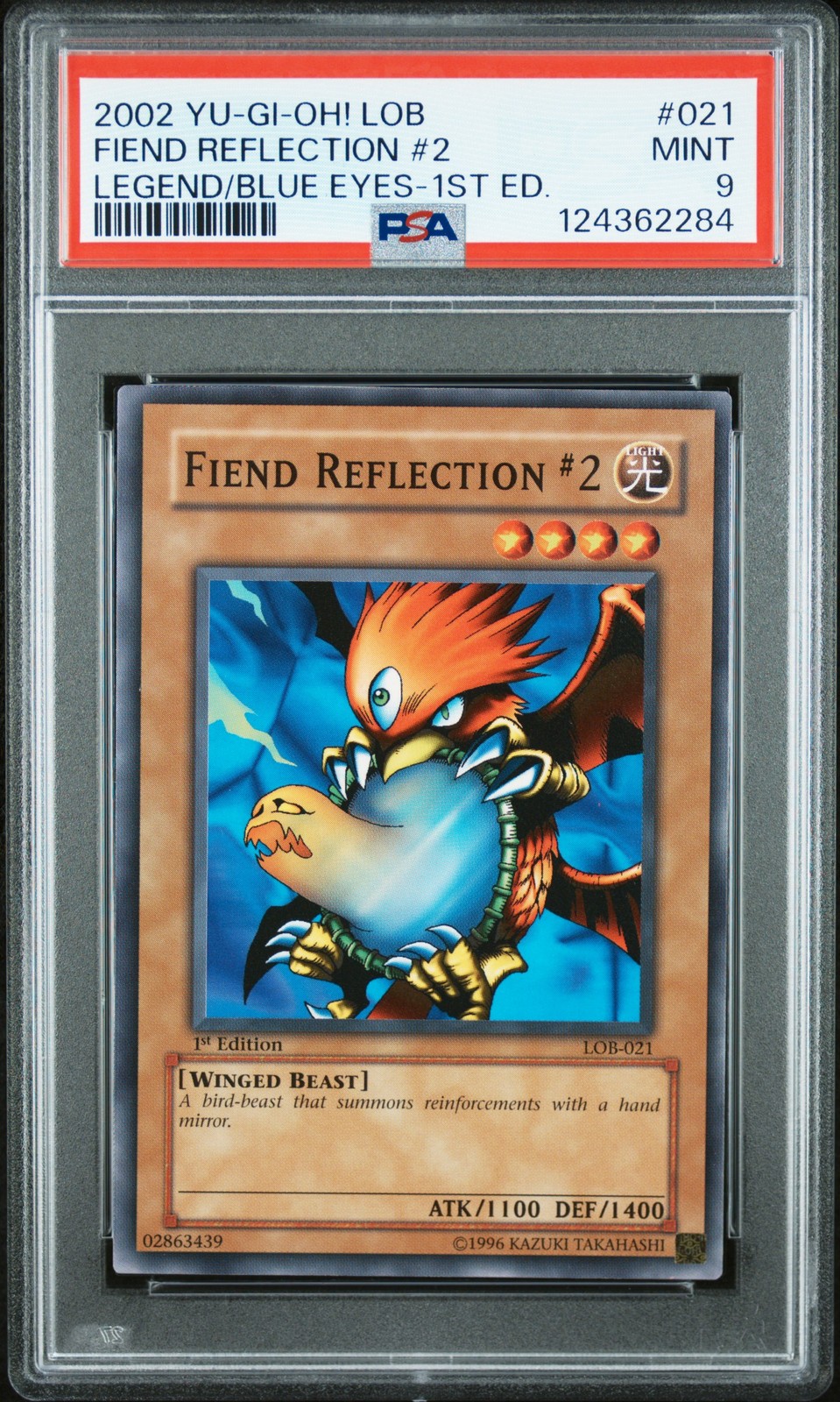 2002 YU-GI-OH! LOB-LEGEND OF BLUE EYES WHITE DRAGON FIEND REFLECTION #2 PSA 9