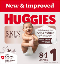 Size 1 Diapers, Skin Essentials Baby Diapers, Size 1 8-14 Lbs , 84 Count, Packa