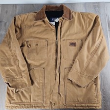 Vintage Big Smith Jacket Canvas Workwear Insulated Brown Corduroy Collar Mens XL