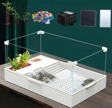 Acrylic Turtle Tank Aquarium with Quiet Water Pump, 3.96gallons, 360 View, E...