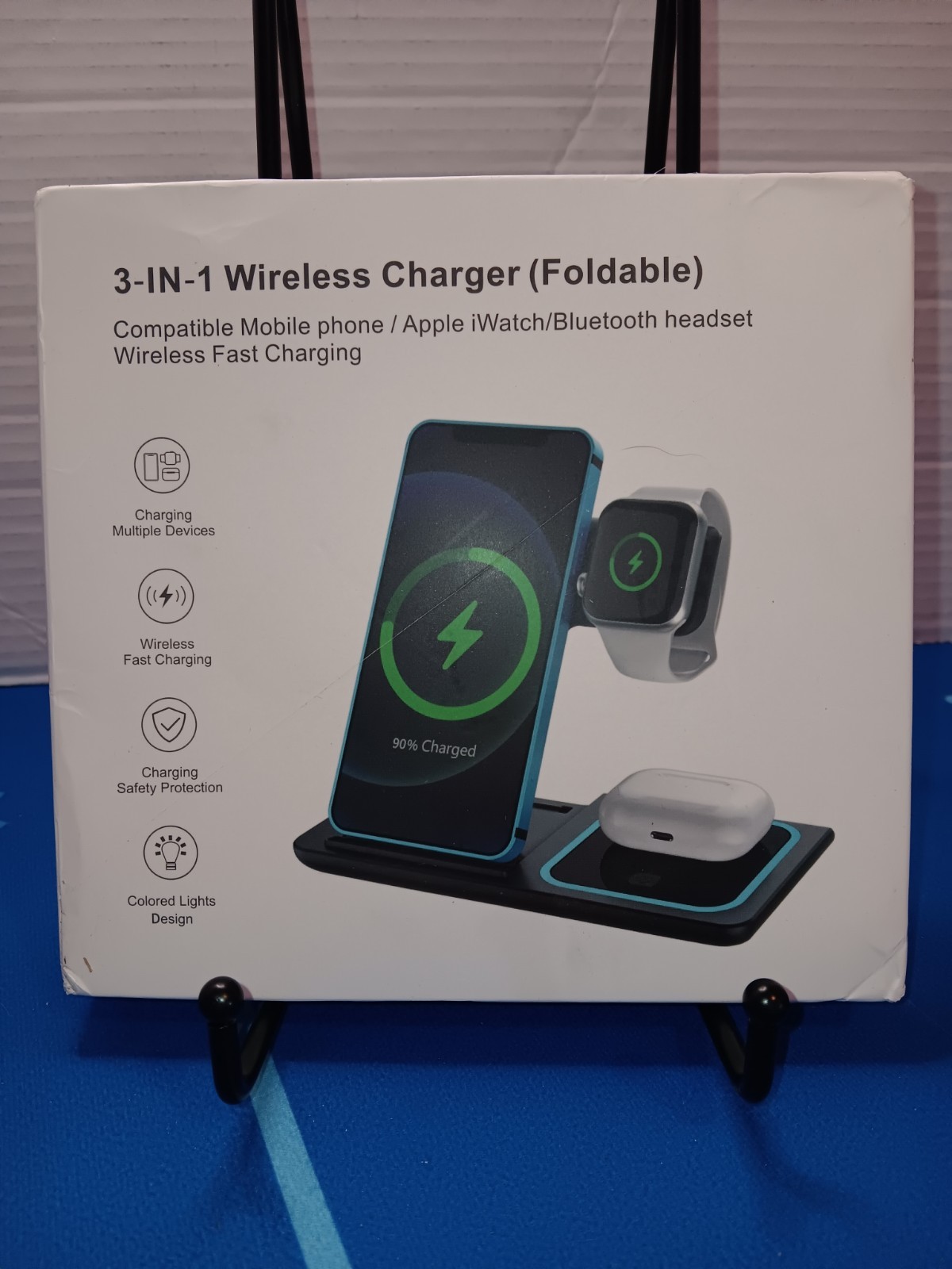 3-in-1 Wireless Charger-Foldable for Mobile Phone/Apple Watc