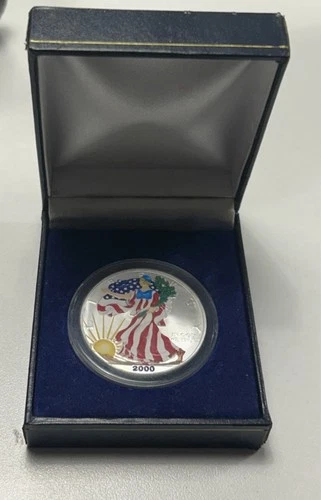2000 American Silver Liberty Eagle Brilliant Uncirculated Fine 1 oz Case & Box