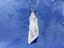 Large Clear Azeztulite Pendant Silver Snake Chain Necklace - 20" Long