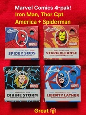 🔥Dr Squatch Marvel Comics Soaps Gift 4-pak Spiderman, Thor, Ironman, Captain Am