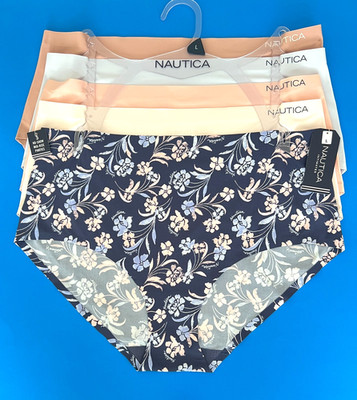 New In Nautica 5 pack Size L, XL Mid Rise No Show Brief Sleek Fit Panties NWT