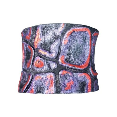 Rare Rustic Cuff Bracelet Land Before Time 3D Metallic Purple Red Black Leather 