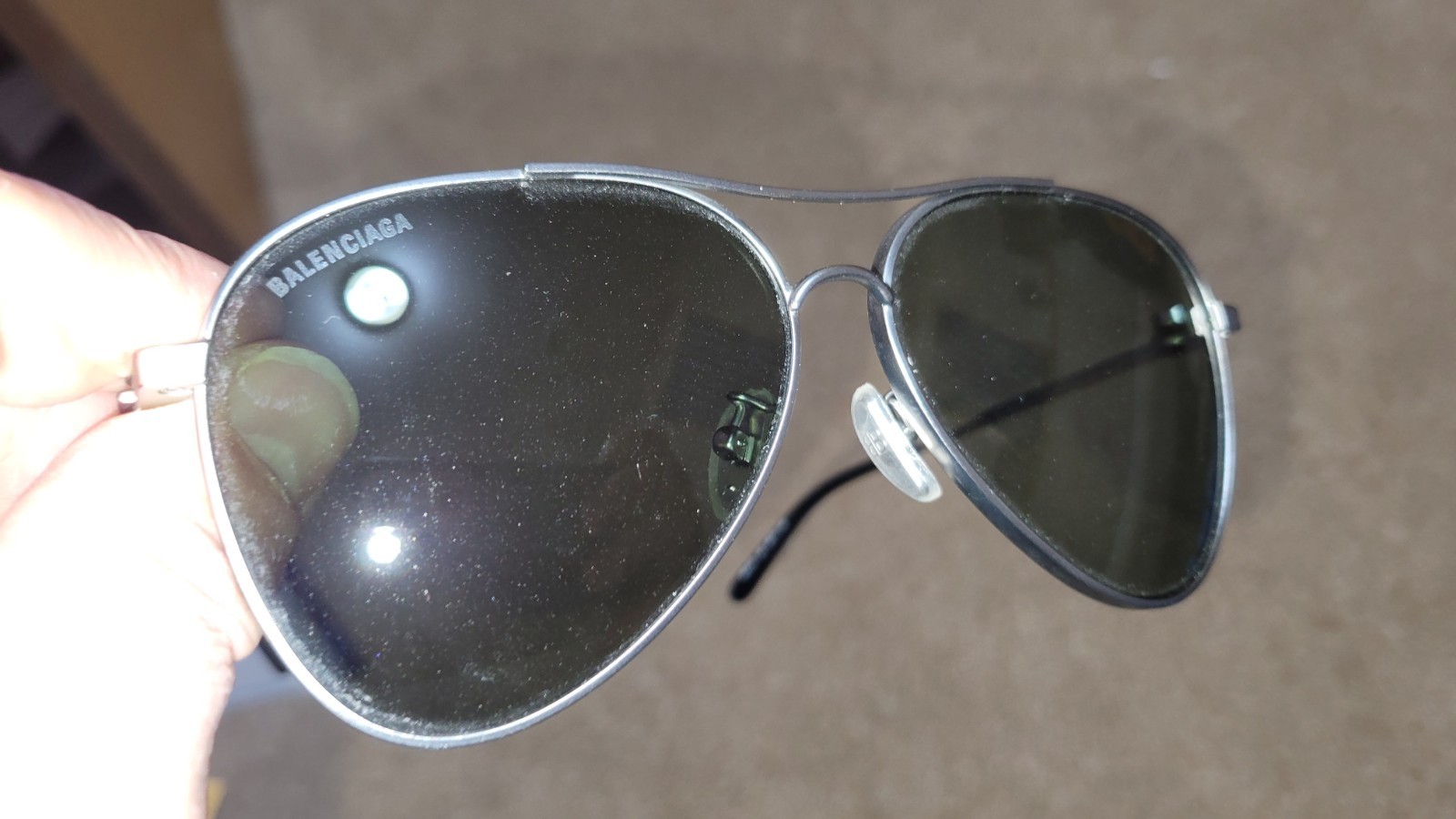 BALENCIAGA BB0167S 002 62mm Ruthenium Aviator Sunglasses Italy Unisex thumbnail 6