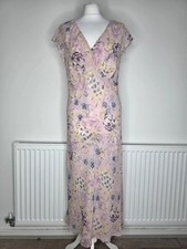 Size 16 Kaliko Pink 100% Silk Floral Print Midi Dress-new with tags