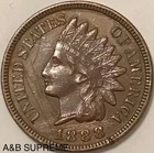 1888 Indian Head Cent Penny AU About Uncirculated From Estate Hoard