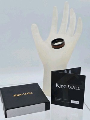 King Will Basic Lightweight Glossy Wooden/Black Titanium Sz 9.5 Ring  OY-TRM062