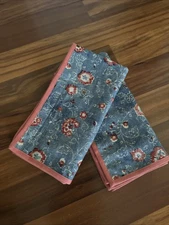 2 - RALPH LAUREN Indigo Traveler Pillow Shams/Covers  NWOT Euro 26” X 26”