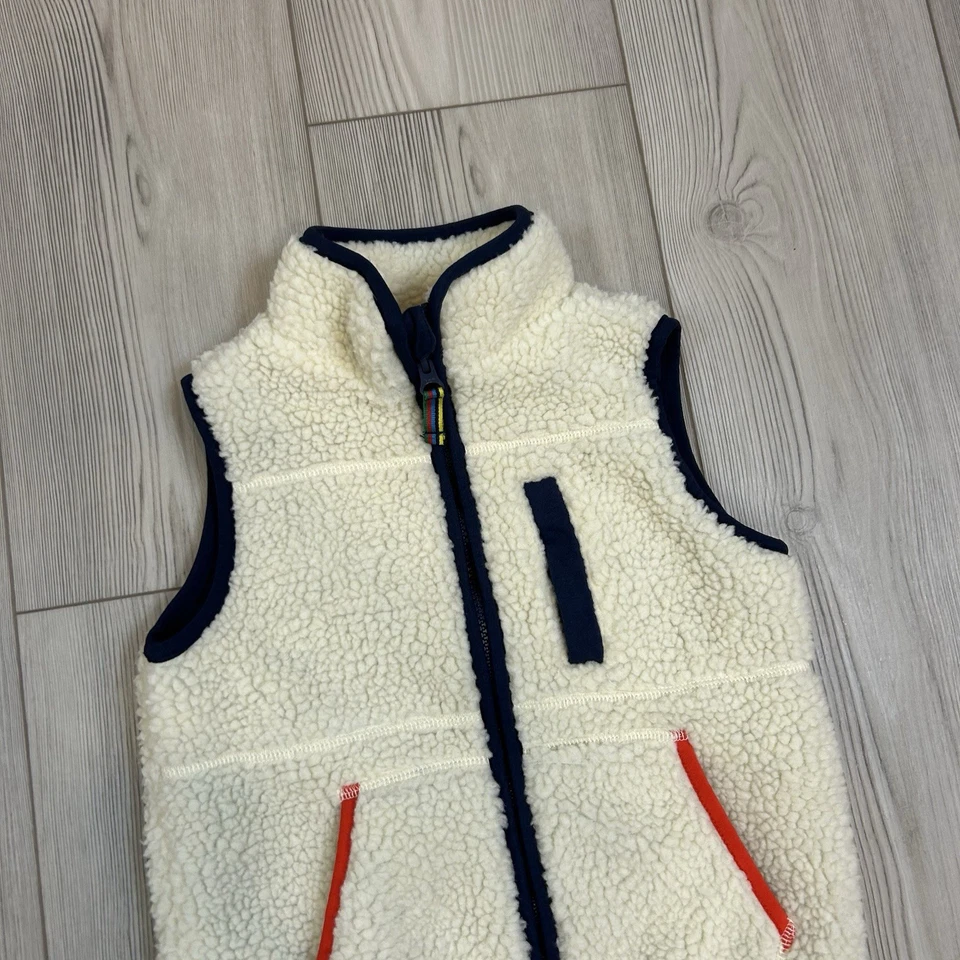 Mini Boden Size 3-4Y Sherpa Hoodie Cream Vest Full Zip - Image 2 of 4