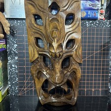 Vintage Indonesian Hand Carved Wood Dragon Demon Mask Tribal Mask Art 14 In.