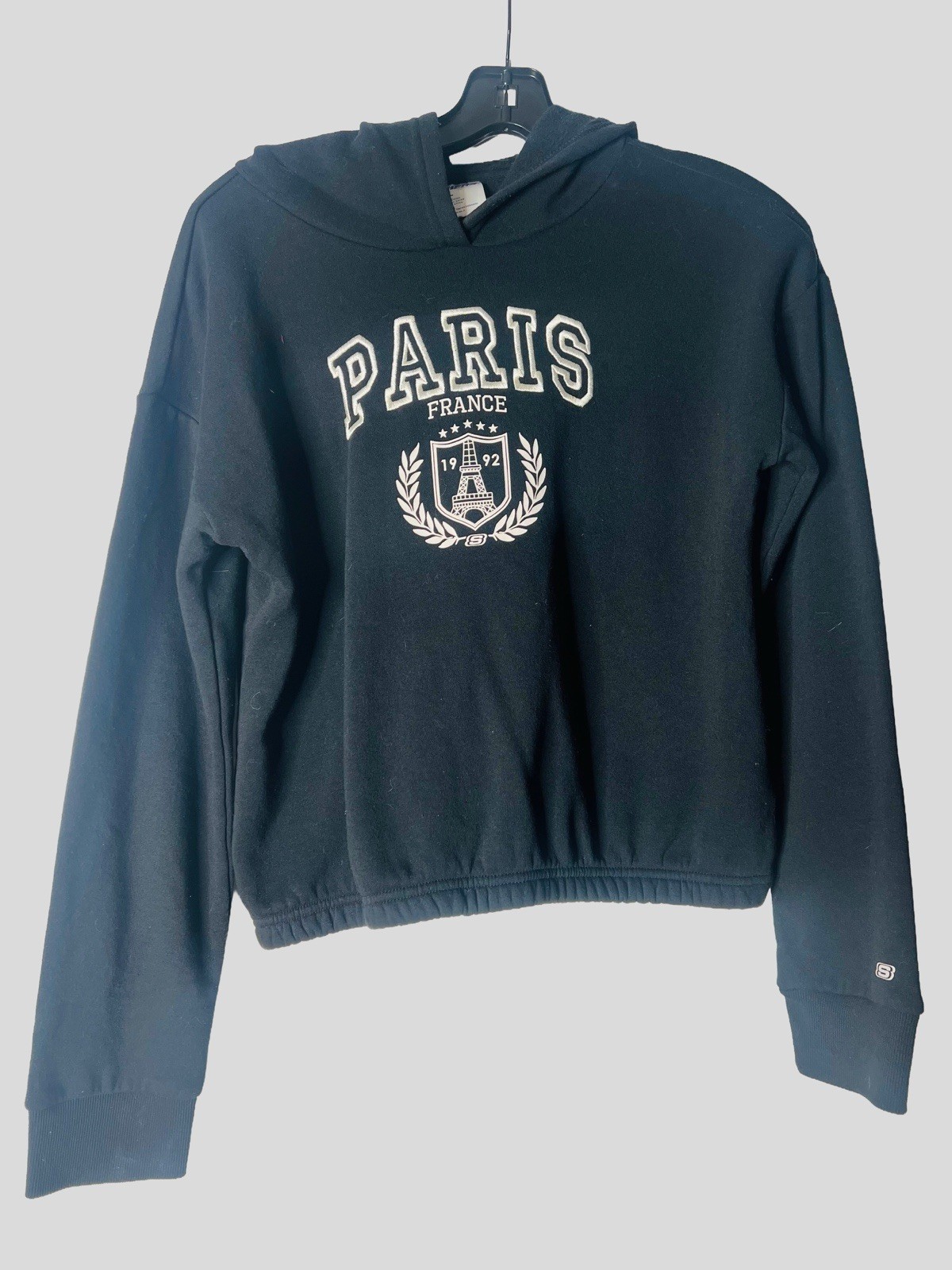 Skechers Paris France Hoodie Youth XL Girls Black Crop Style