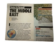 Nat Geo 1991 Map Poster The Middle East - Operation Desert Storm Ephemera