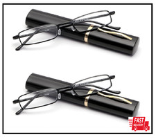 2 pairs Slim Mini Metal Reading Glasses Compact Lightweight Portable Readers