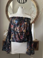 Free People Free Spirit Floral Off The Shoulder Top Womens Size XSmall