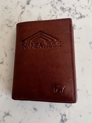 New Will Leather Goods Classic Trifold Wallet - Brown with Nanea Golf Club Logo