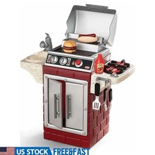 Kids Backyard BBQ Grill Play Pretend Cooking Toy Set Hamburger Hot Dog Utensils