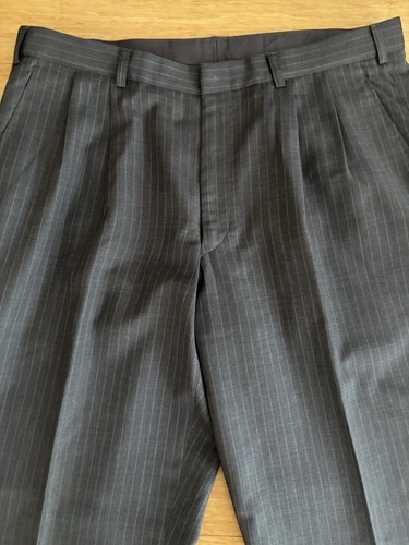 CUTSOM Bespoke 48 L/XL Long Gray 3 PC Pinstripe Wool Pleated Front SUIT 2 Pants! - Picture 8 of 11