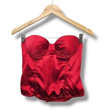 Sophie & Me by Twentyone Red Satin Corset Bustier Top L Sexy Goth Valentines Day