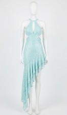 Mac Duggal Sequined Halter Cut Out Ruffle Asymmetrical Dress Gown Size 2