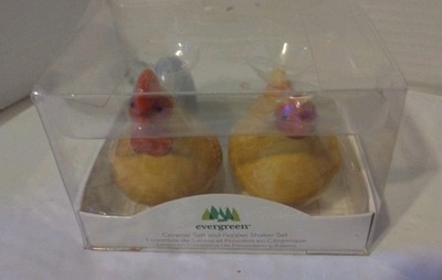 Evergreen Salt & Pepper Shakers Ceramic Chickens