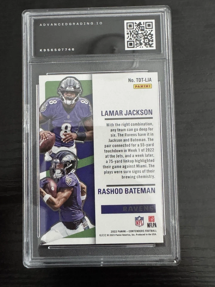 2022 Panini Contenders -Touchdown Tandems Lamar Jackson, Rashod Bateman #TDT-LJA - Image 2 of 2
