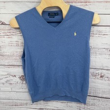 Polo Ralph Lauren V-Neck Sweater Vest Lightweight Mens 2XL Blue Pima Cotton