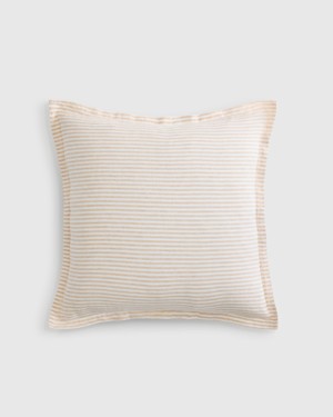 Quince European Linen Stripe Euro Sham 1 Pc Natural/White Bedding
