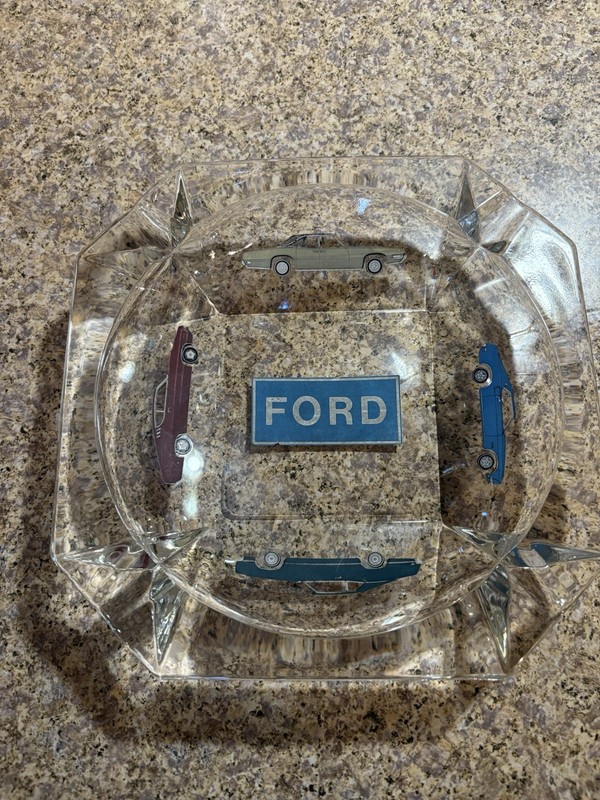 1969 Ford Promotional Large Glass Dealership Ashtray RARE!