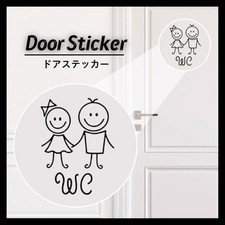 Toilet WC Door Sticker Toilet Sign Sticker Wall Sticker Boy Girl Black Simple Mo