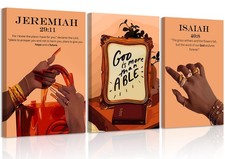 3Pcs Trendy Black Girl Canvas Wall Art Christian Black Woman Poster Prints Fa...