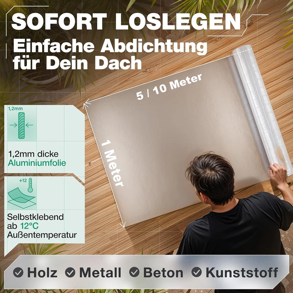 Dachfolie Aluminium selbstklebende Folie Selbstklebende Dachbahn Bitumenkleber - Bild 2 von 4