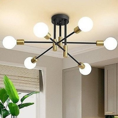 Biewalk 6-Light Gold Black Sputnik Chandelier 31'' Modern Dining #R07