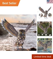 Freestanding Metal Owl Garden Art, Stunning 16.5" Decoration for Outdoors