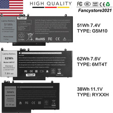 Battery for Dell Latitude E5450 E5550 E5250 G5M10 51Wh / RYXXH 38Wh / 6MT4T 62Wh