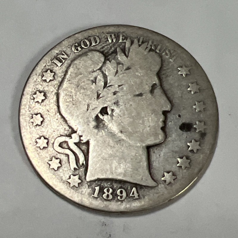 1894-S Barber Silver Half Dollar.