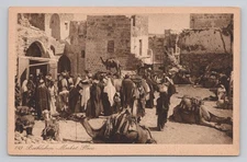 Bethlehem Market Place Camels Palestine 1910s Postcard