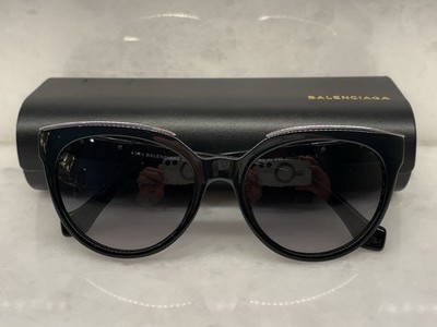 Balenciaga BA 20 Cat Eye Sunglasses Black Frame Gray Gradient Tinted UV400 55-17