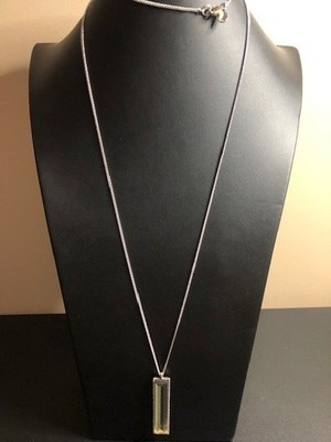 B1704 Loft Modernist Smoky Bar Pendant Necklace Silver Tone Long 38''