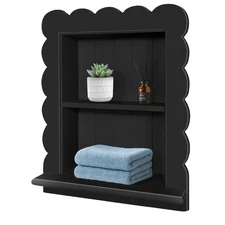 14"x18" Recessed Medicine Cabinet, 2-Tier Wooden Bathroom Wall Cabinets Witho...