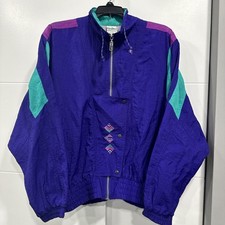 VTG 80s Puma Mens Windbreaker Zip Jacket Snap embroidery M Spellout Drawstring