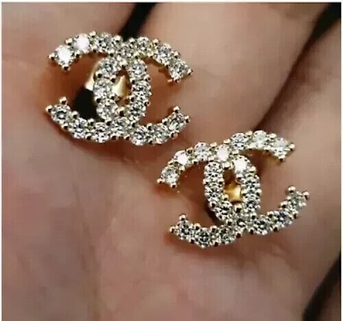 2Ct Round Cut Simulated Diamond Earrings in 14k Yellow Gold Plated