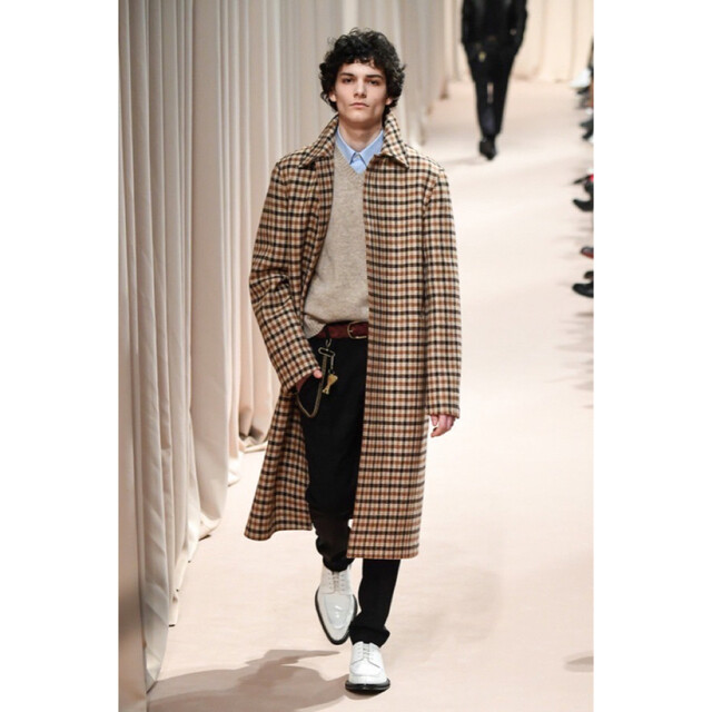 Ami Wool Check Overcoat Brown Beige | eBay