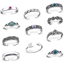Sterling Silver 925 Opal Adjustable Stacking Midi Ring Toe Knuckle Top Finger