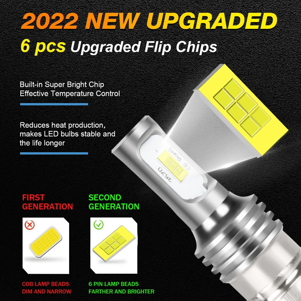 For Kawasaki Bayou 220 250 300 400 KLF220A LED Headlight Bulbs H6M P15D White — 第 3/4 张图片