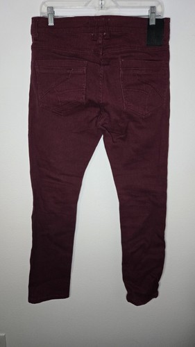 FRANKY MAX Mens 32 X 31 Red Distressed Denim Jeans Pants - Picture 2 of 9